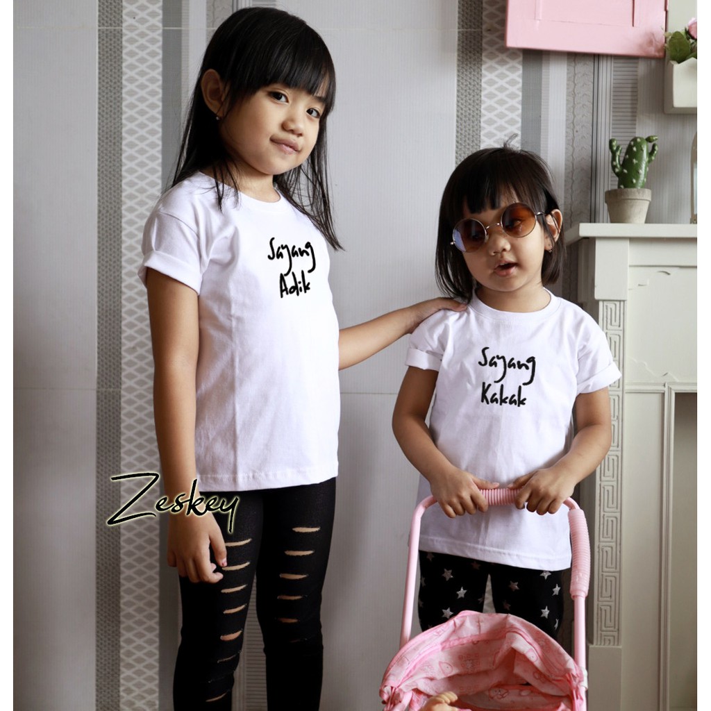 Zeskey t shirt anak / kaos anak / kaos bayi / kaos anak perempuan laki laki sayang adik kakak ta2