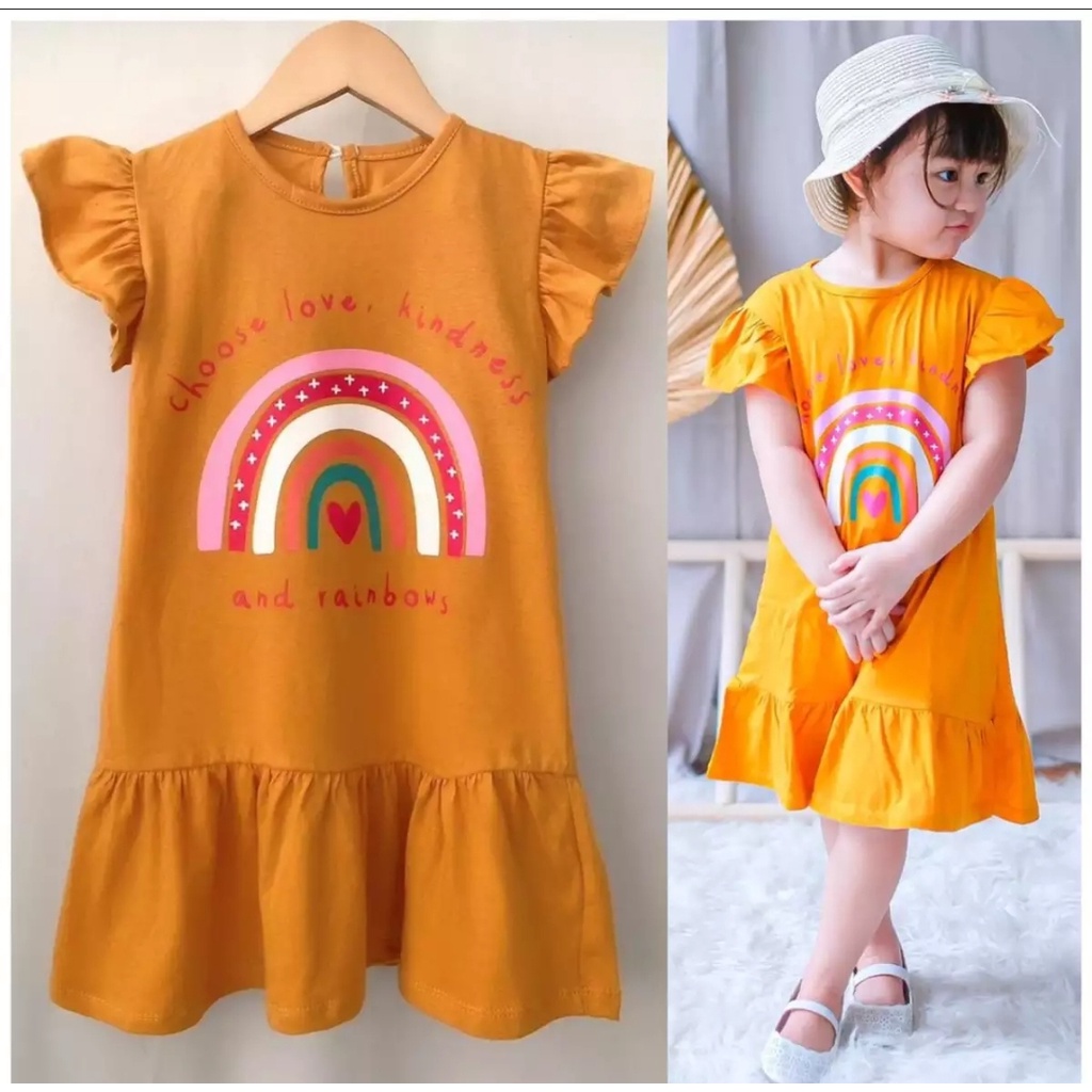 NEW...AZNASHOP... DRESS NONA ANAK PEREMPUAN USIA 1-5 TAHUN/DRESS ANAK PEREMPUAN SABLON BAHAN KAOS