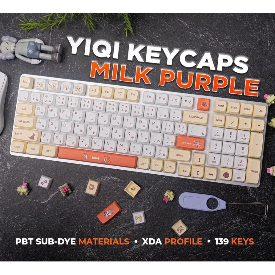 Yiqi Milk Purple PBT Dye-sub Keycaps 139 set XDA Profile