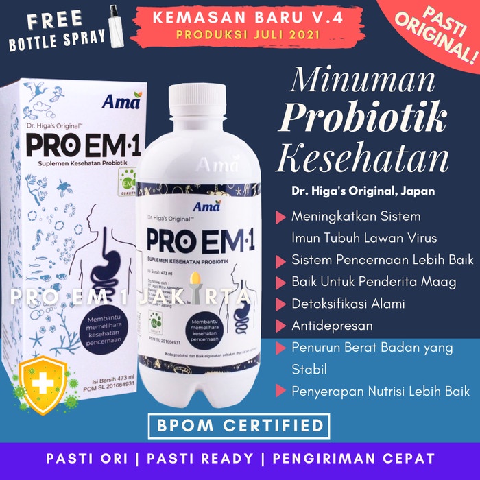 TUBUH-KEKEBALAN-SISTEM- PRO EM 1 PROBIOTIK - OFFICIAL JAKARTA (BPOM CERTIFIED) -SISTEM-KEKEBALAN-
