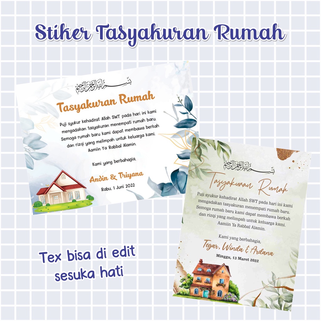 Jual Stiker label syukuran pindah rumah, Stiker tasyakuran rumah baru