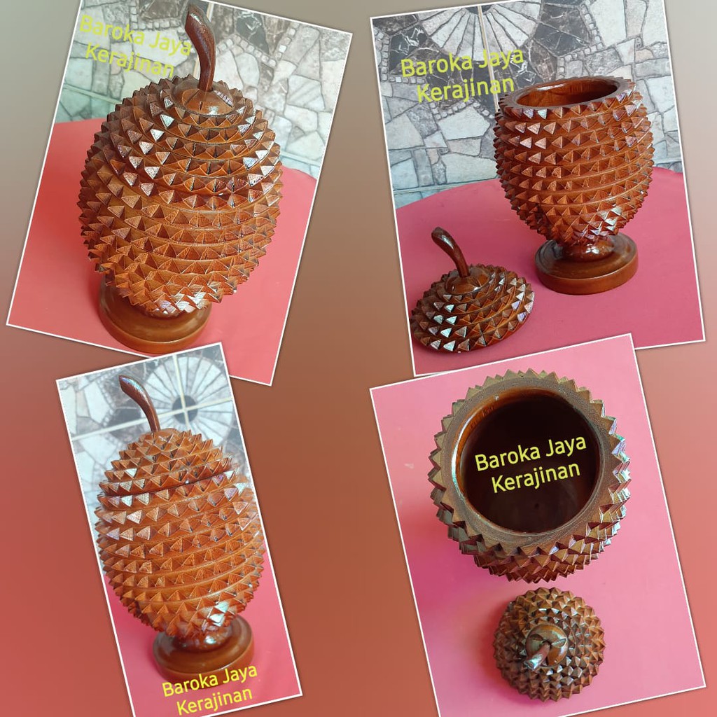 Pajangan Toples Durian kayu Jati