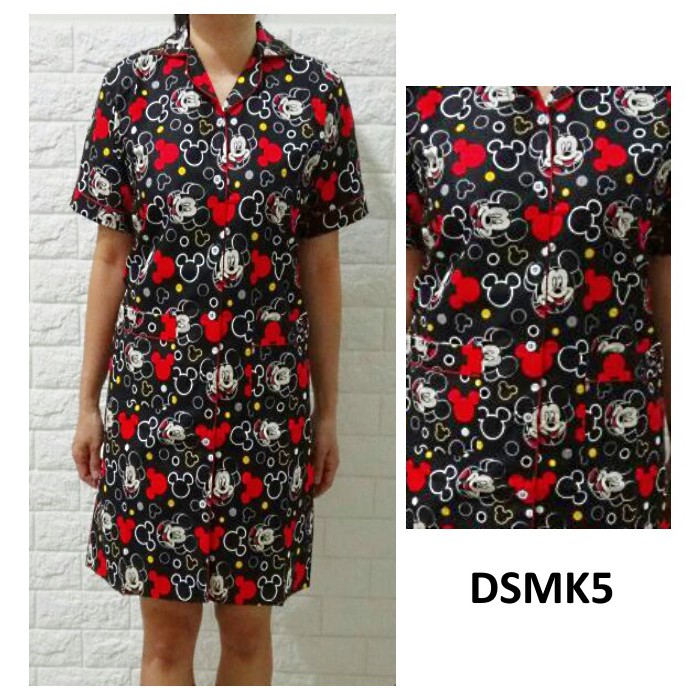 Dress Katun Jepang Mickey Black Red