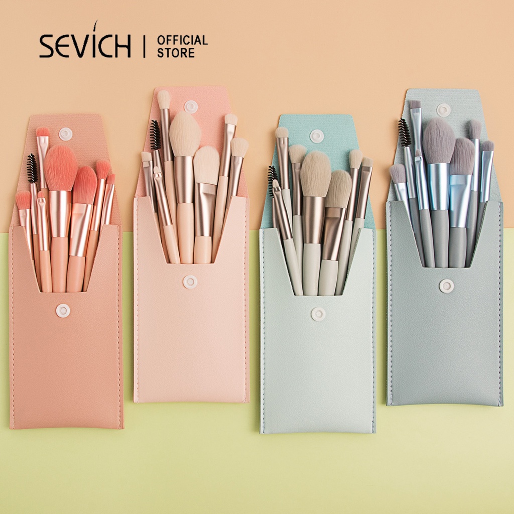 SEVICH Makeup Brush Set Portable Travel Beauty Tool 8 Pcs