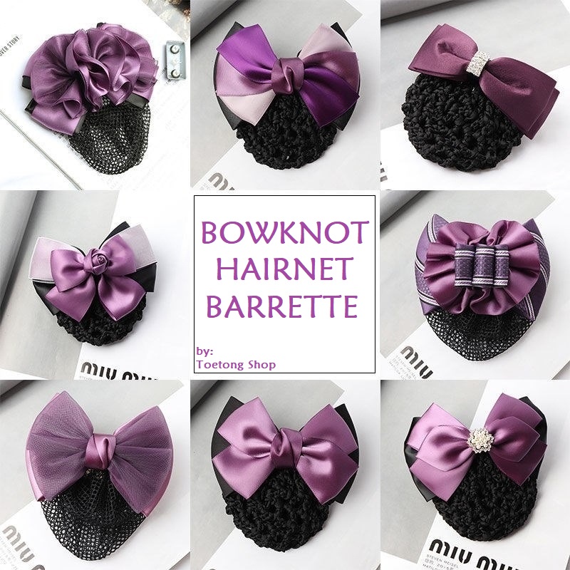 Jepit Rambut Hairnet Jepitan Pita Rambut Korea Cepol Harnet Sanggul Pramugari Otomatis Bowknot Hairnet Barrette Hair Clip