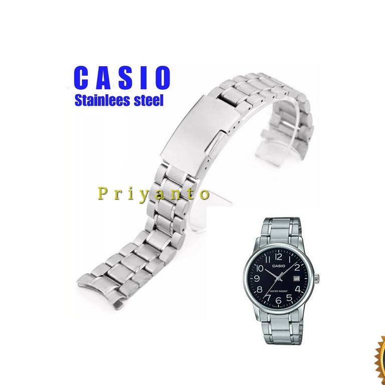 Tali Jam Tangan Rantai Casio Mtp-v002 MTP V002 Silver Stainless