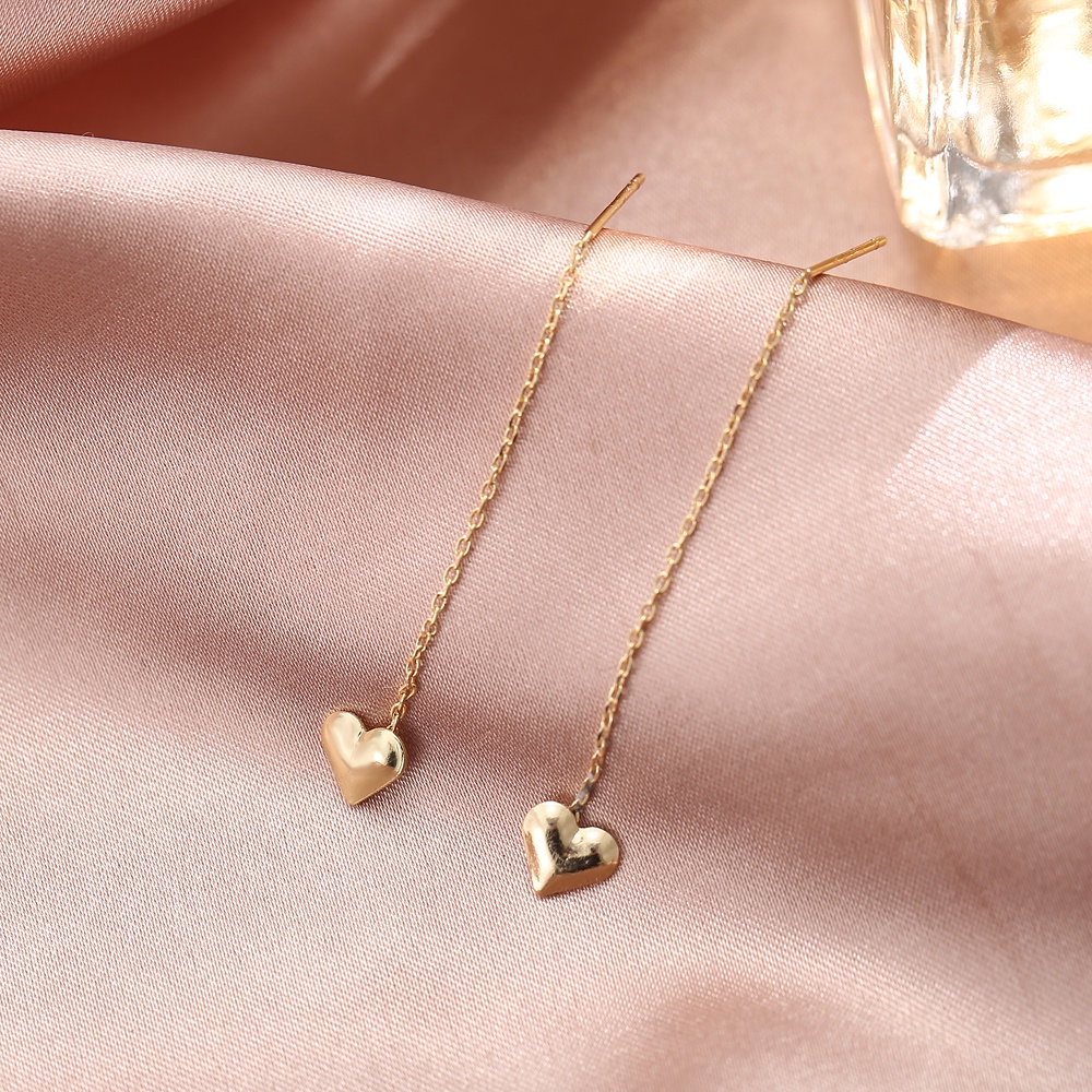 IFYOU Anting Rumbai Bentuk Hati Warna Emas Gaya Korea Untuk Aksesoris