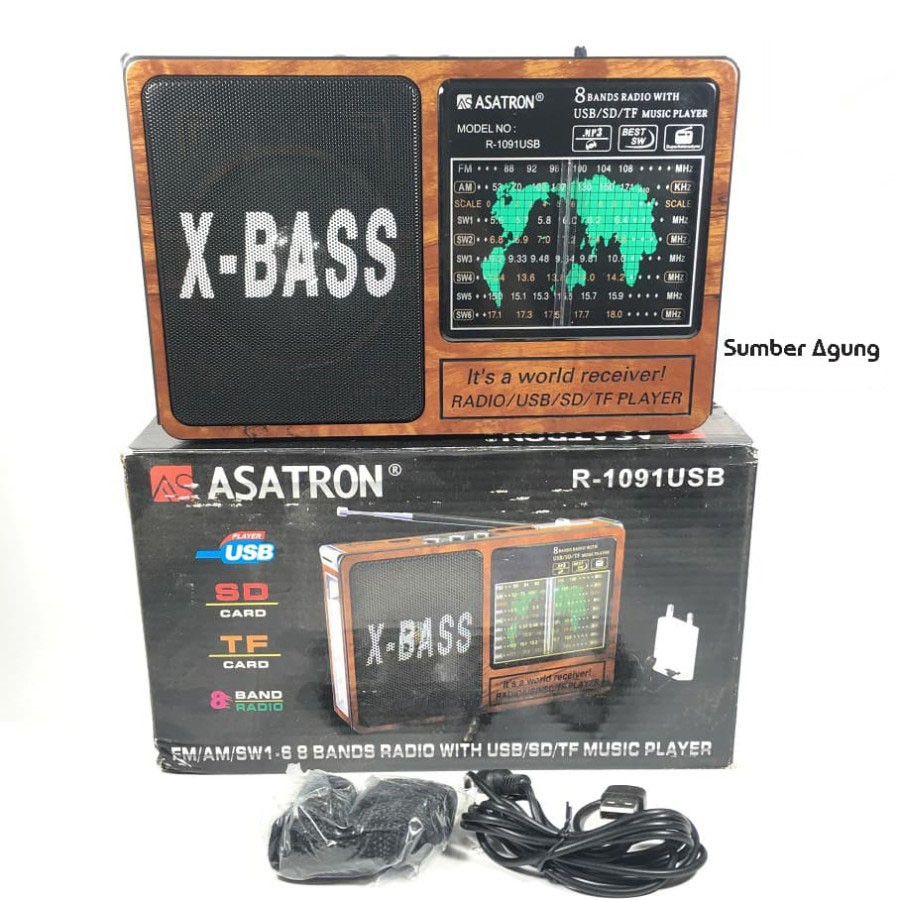 Speaker Aktif Asatron Radio R1091 USB SD TF 8Band Radio Suara Jernih