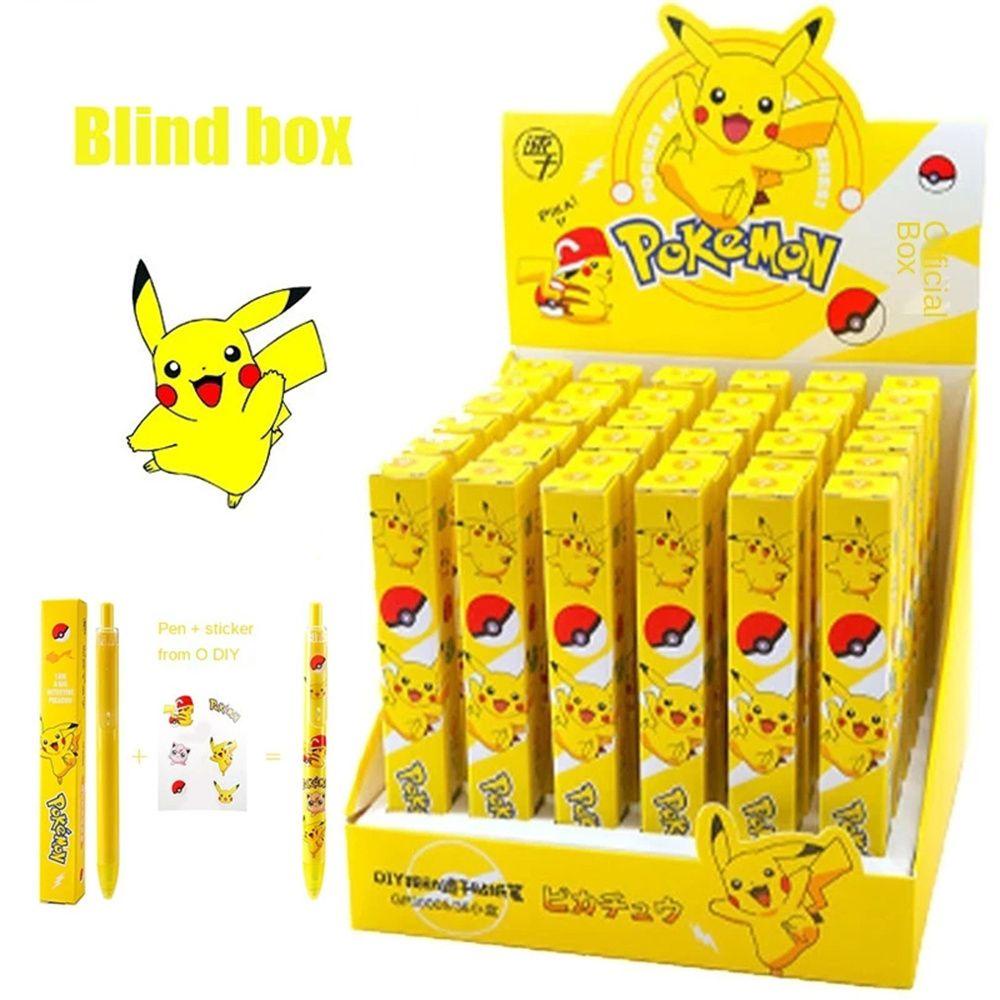 NICKOLAS1 Pikachu Pena Siswa Lucu DIY Set Press Netral Anime Figure Tanda Blind Box Pulpen