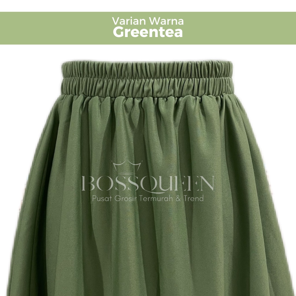 ROK KERJA WANITA POLOS BASIC PREMIUM 100%HYGET SUPER /ROK POLOS GRADE A/ROK POLOS MAYUNG-GREENTEA