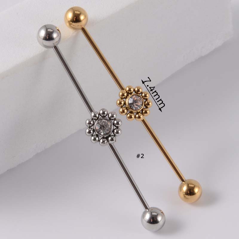 1pc Anting Tindik Tubuh Desain Barbell 16gauge Untuk Priawanita