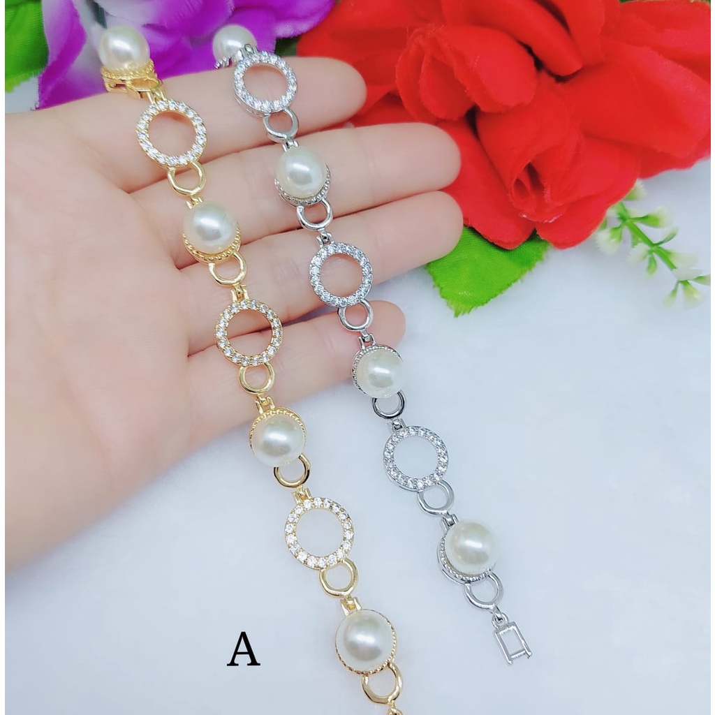 Gelang mutiara lapis emas perhiasan xuping jewellery A-C