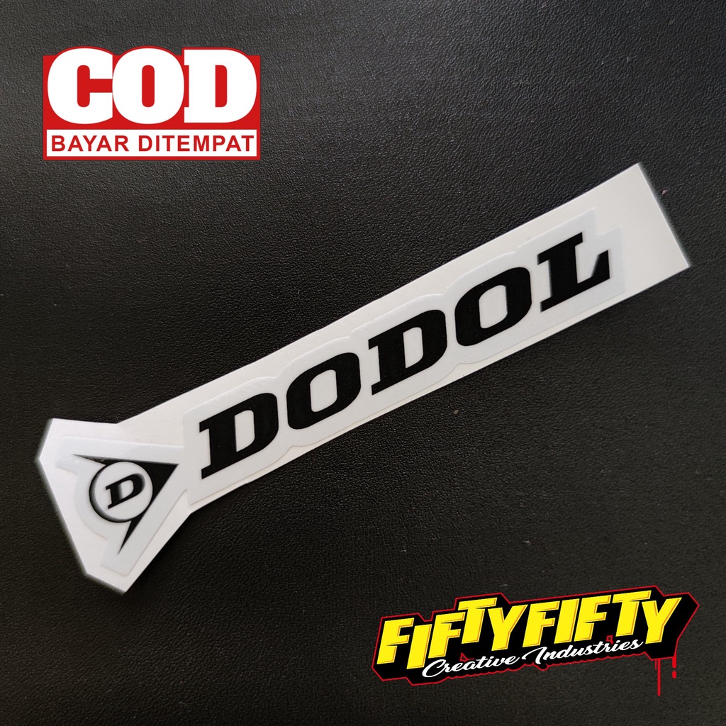 Stiker Print CutPLESETAN DUNLOP DODOL Stiker Printing Laminasi Glossy Tahan Air Stiker Motor Mobil Helm Sudah Membentuk