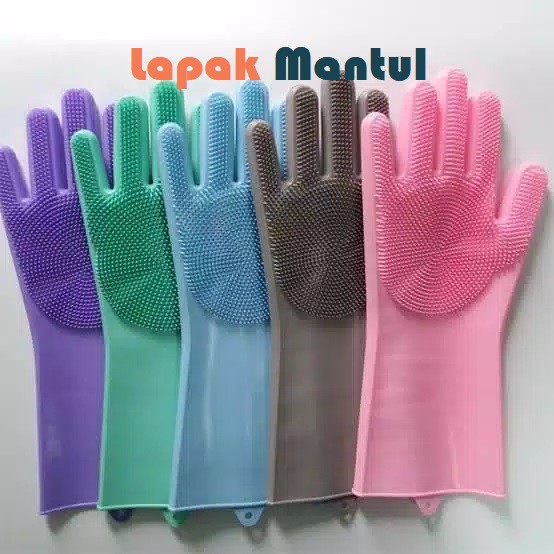 LM-0098 Sarung Tangan Cuci Piring Silikon Serbaguna Tebal Tahan Panas - Silicone Cleaning Gloves