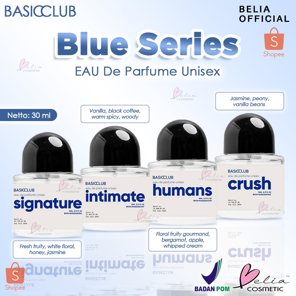 ❤ BELIA ❤ BASICCLUB Blue Series Eau De Parfume 30ml | Parfum EDT | Parfum EDP | Wangi Badan By Geamoore | BPOM