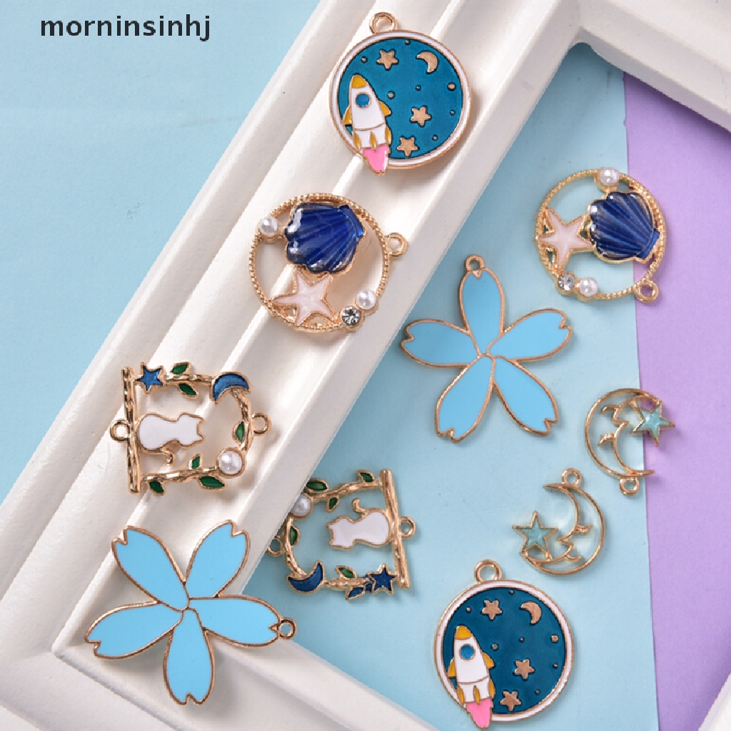 14pcs / lot Liontin Charms Enamel Bahan Alloy Untuk Membuat Perhiasan