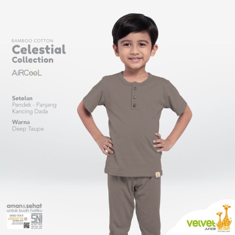 Velvet Junior celestial bamboo cotton Baju pendek  celana panjang