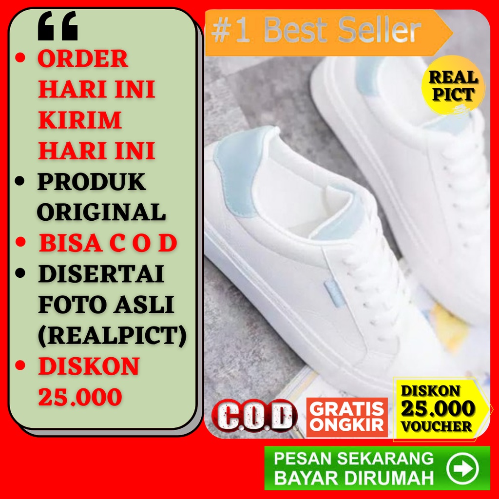 Sepatu Sneakers Wanita Putih Spatu Sneaker Snekers Sneker Kets Cats Ket Cat Pria Cewek Import Murah 
