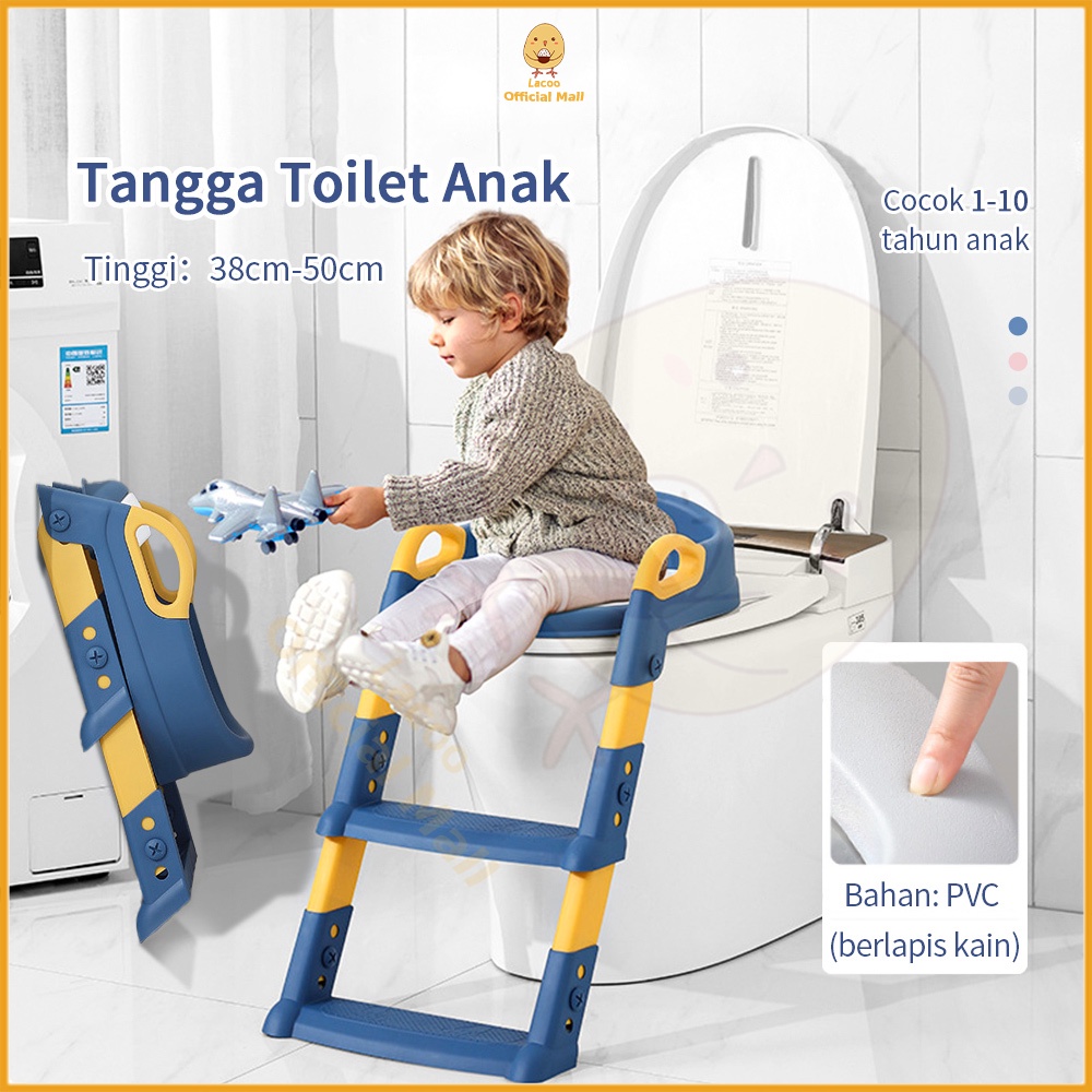 Lacoo Toilet potty training seat anak portabel Toilet ladder duduk anak anti slip Tangga toilet anak