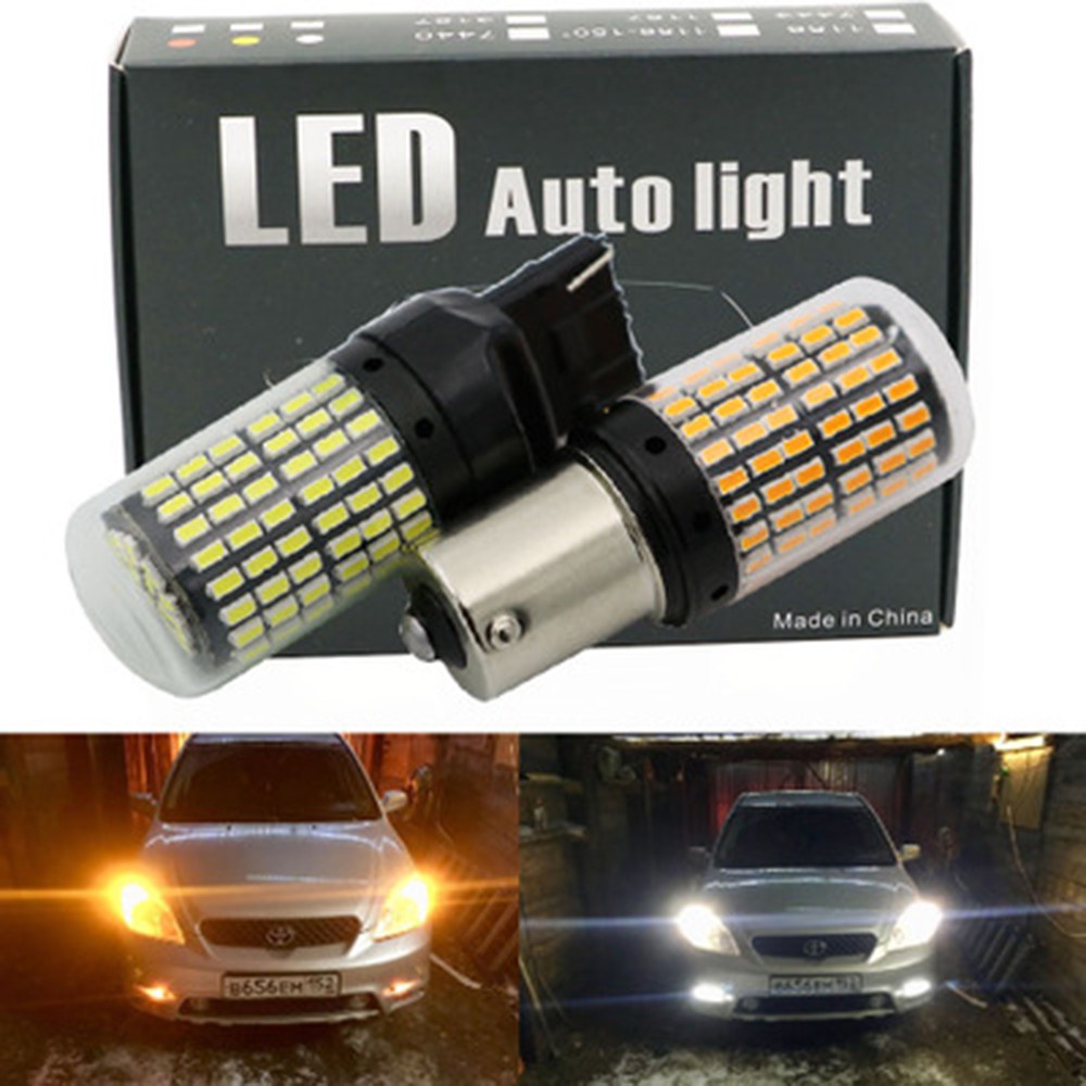 2pcs Lampu LED Canbus 1156 BA15S BAU15S P21W 7440 3014 144SMD Untuk Seinkabut