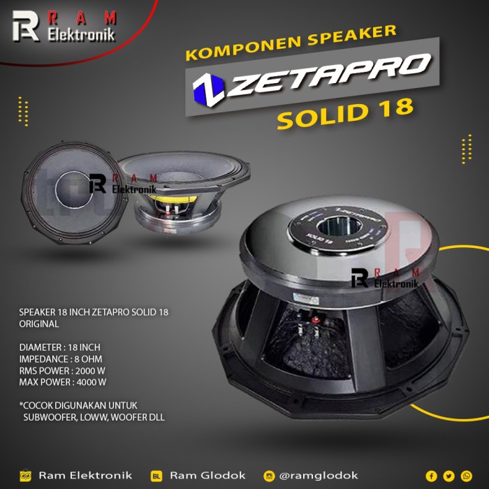 Komponen Speaker 18 Inch Zetapro SOLID18 Original 4000 Watt