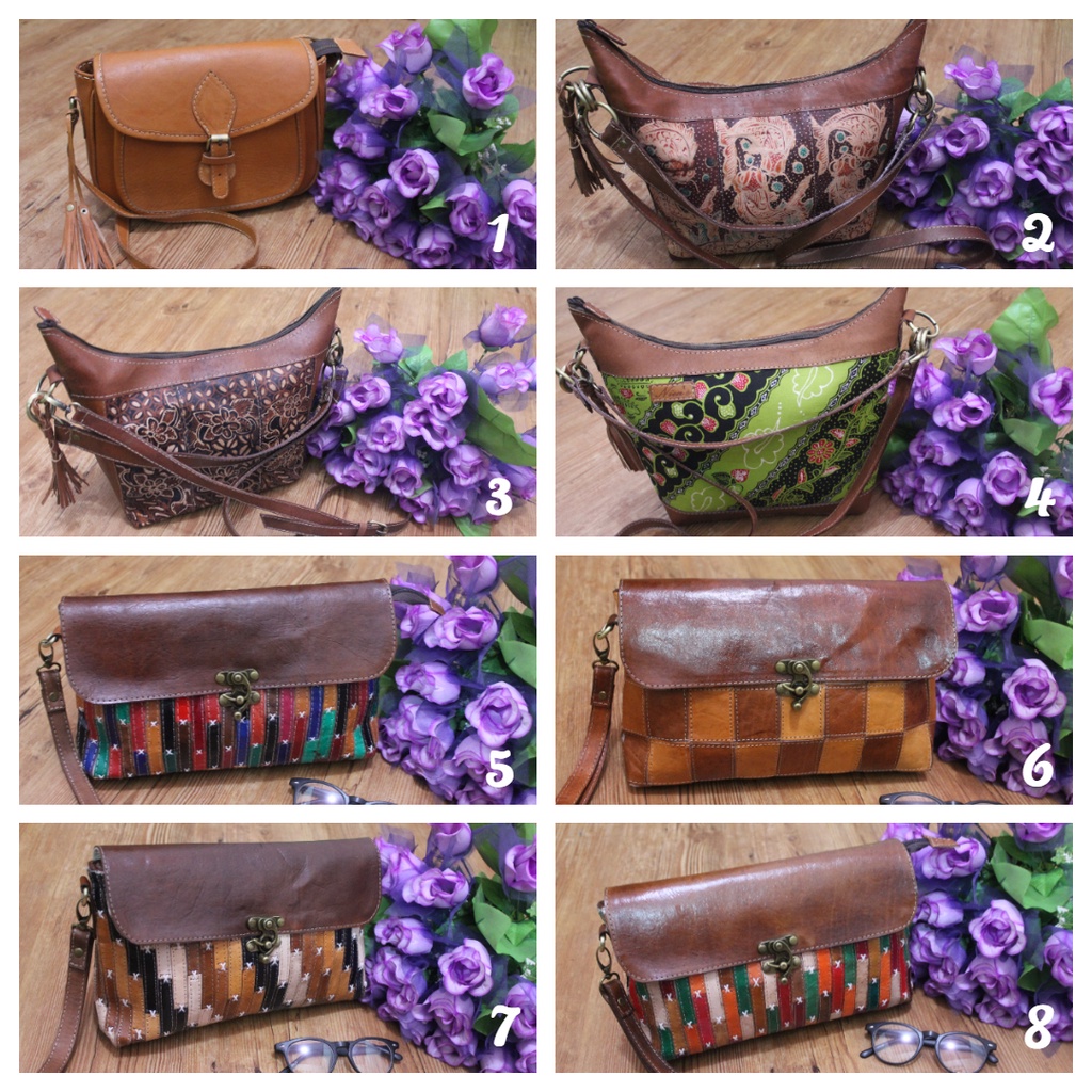 leather bag/tas kulit nabati/tas kulit mix batik/clucth etnik