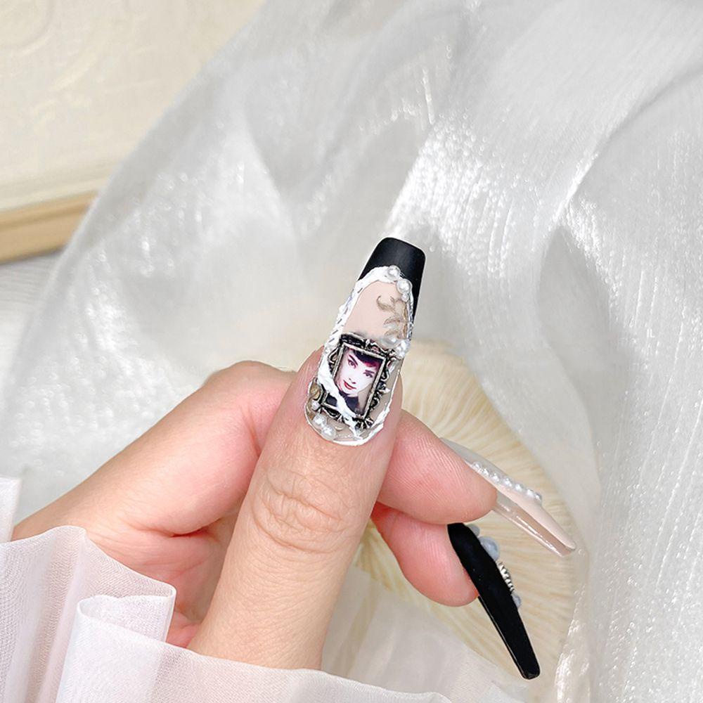 Needway Bingkai Foto Nail Art Dekorasi Emas Perak Alloy Hollow Ornamen Indah Klasik Retro DIY Nail Patch