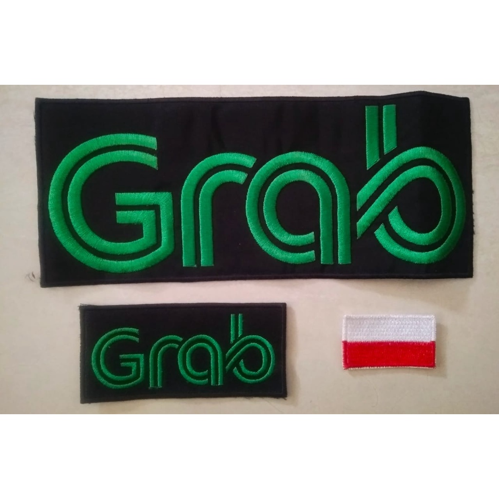 LOGO GR4B BORDIR, ADA 3 PCS, EMBLEM GRAB MURAH#EMBLEM GRAB BORDIR