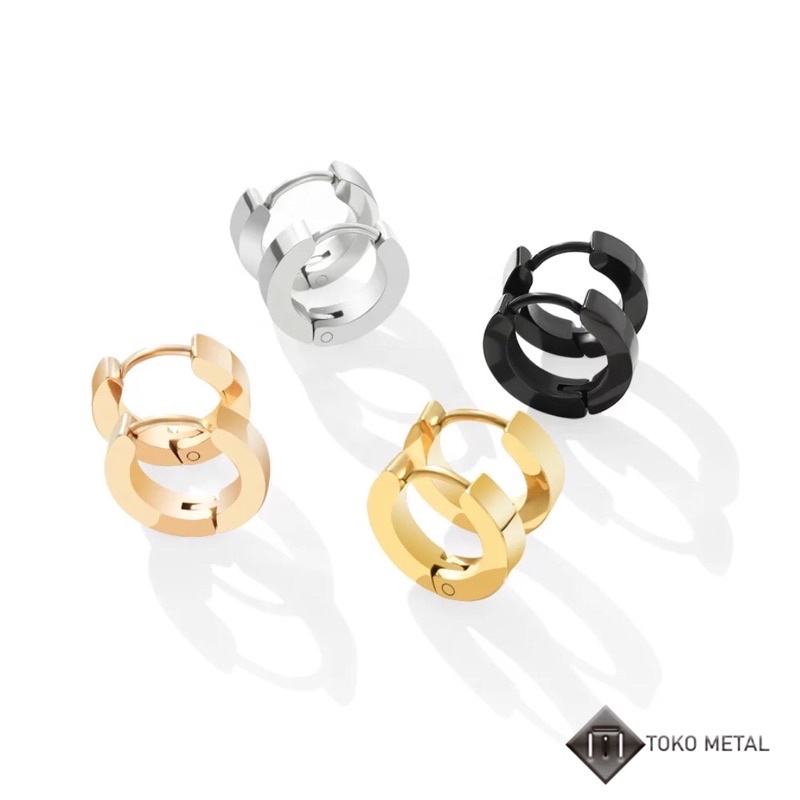 Anting 100% Titanium Kualitas Tinggi Kotak Tindik / Pircing / Pria &amp; Wanita 1 Cm [Toko Metal]