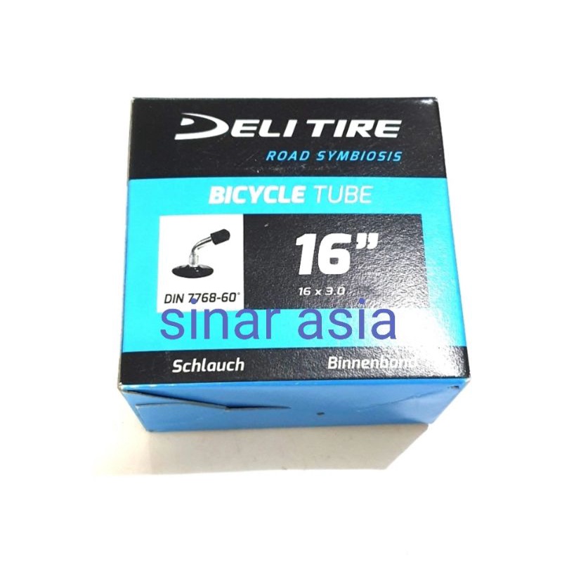 Ban dalam sepeda 16 x 3.0 Deli Tire ( pentil AV bengkok atau lurus)