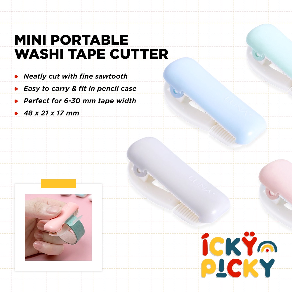 

[ickypicky] Luna + Dispenser Cepit Portabel Pemotong Isolasi Kertas Warna Pastel (6 - 30 mm) | Mini Portable Washi Tape Cutter