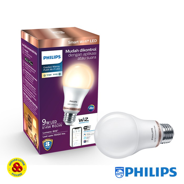 Philips Lampu LED 9W Putih Smart WiFi - Tunable 9 Watt White