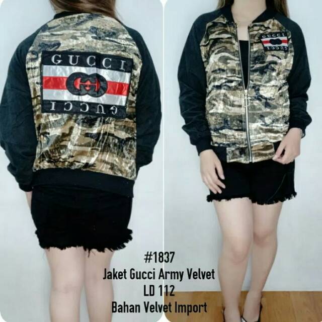 Jaket wanita import jaket gucci army velvet 1837