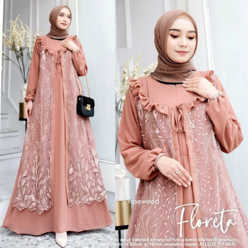 FLORETA MAXY DRESS Maxi GAMIS CERUTI BROKAT TERBARU 2022 JUMBO Plus Dress Brukat Brokat Muslimah Ttr