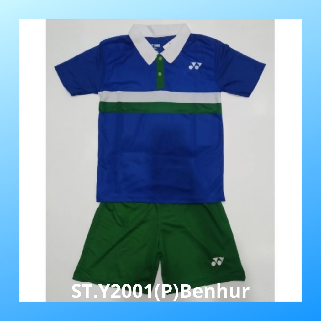 Kaos badminton anak jersey bulutangkis baju dan celana setelan t-shirt outfit seragam kostum olahraga pakaian apparel sports ST.Y2001 benhur polos