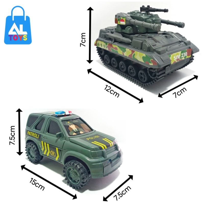 Mainan Mobil Polisi Patroli Tank Indonesia Army Isi 2 Murah
