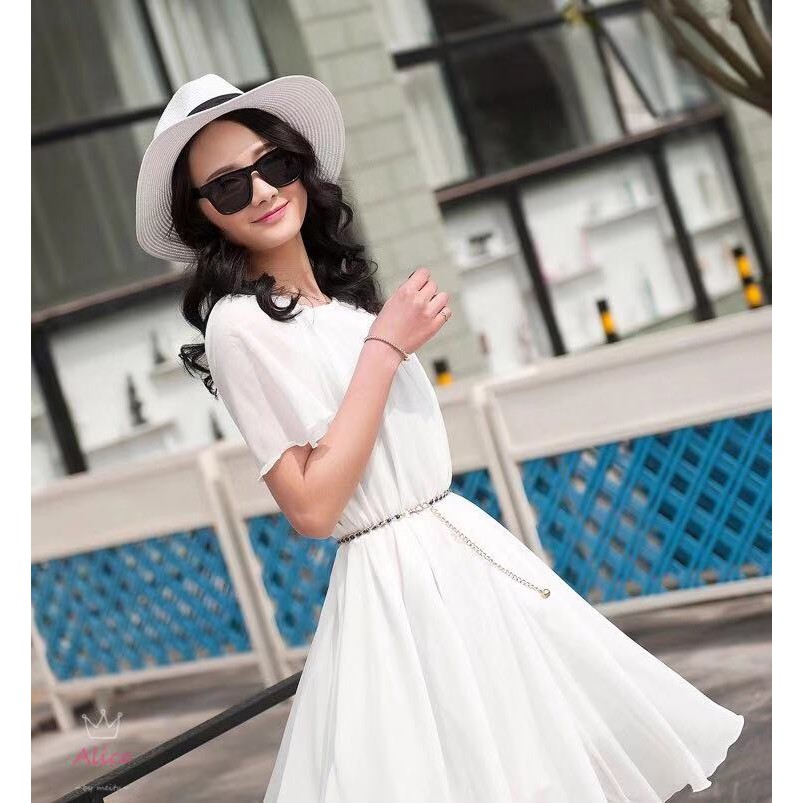 Ikat Pinggang Belt Rantai Slim Model Mutiara Imitasi Fashion Wanita