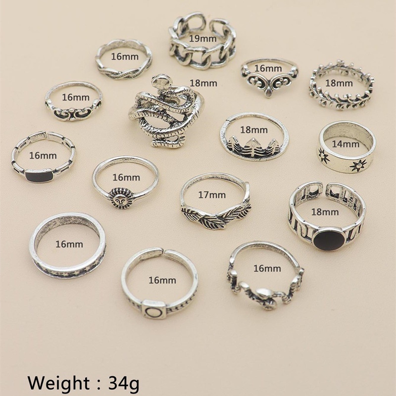 15 Pcs Cincin Knuckle Desain Geometri Bintang Awan Daun Pohon Natal Ular Untuk Wanita