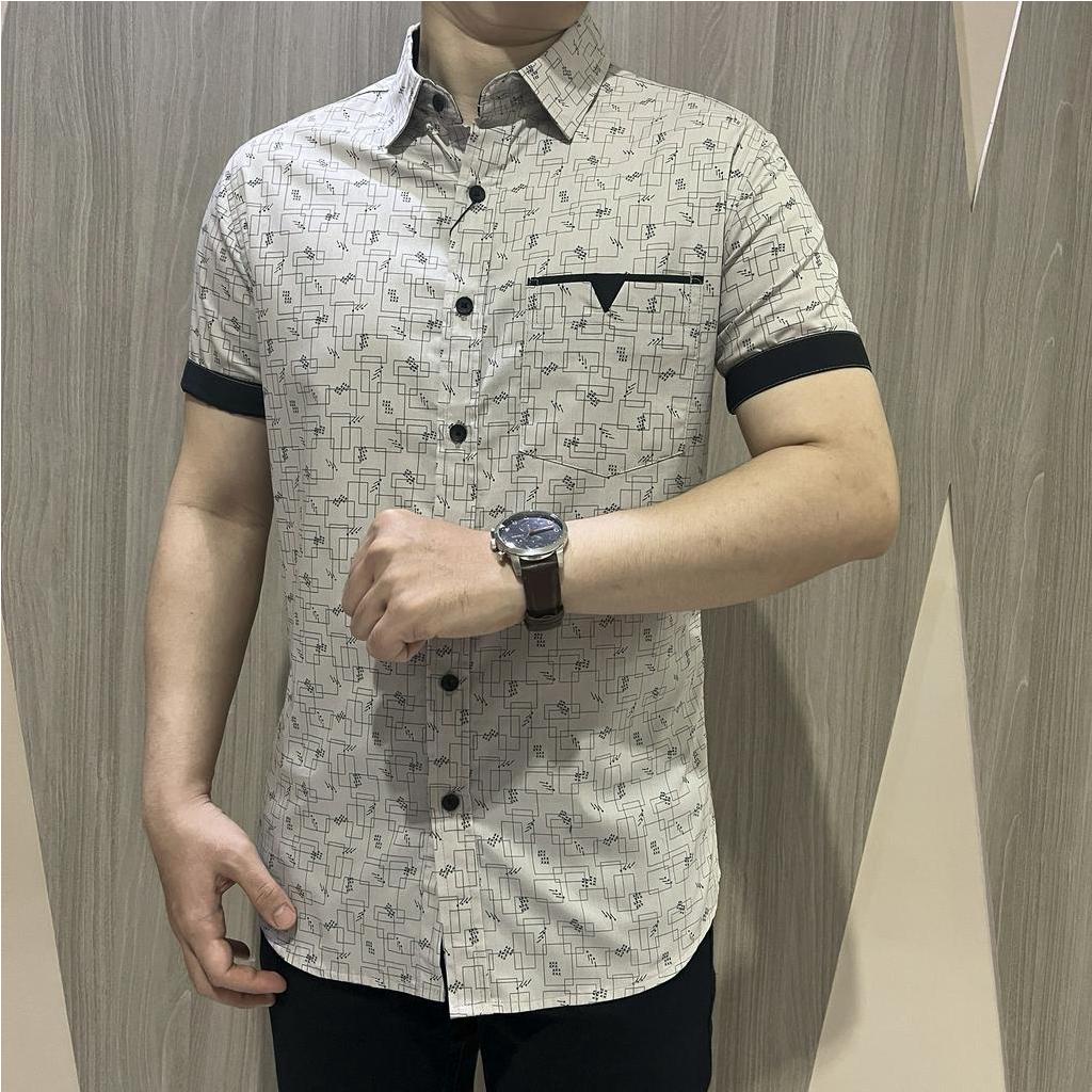 [GRIDLINE S307 Sky Blue - S304 Ceramic Blue - S315 Light Blue] Kemeja Pria Katun Lengan Pendek Slimfit Keren Simpel Adem Simpel Modern Best Seller Laris Pastel M-XXL