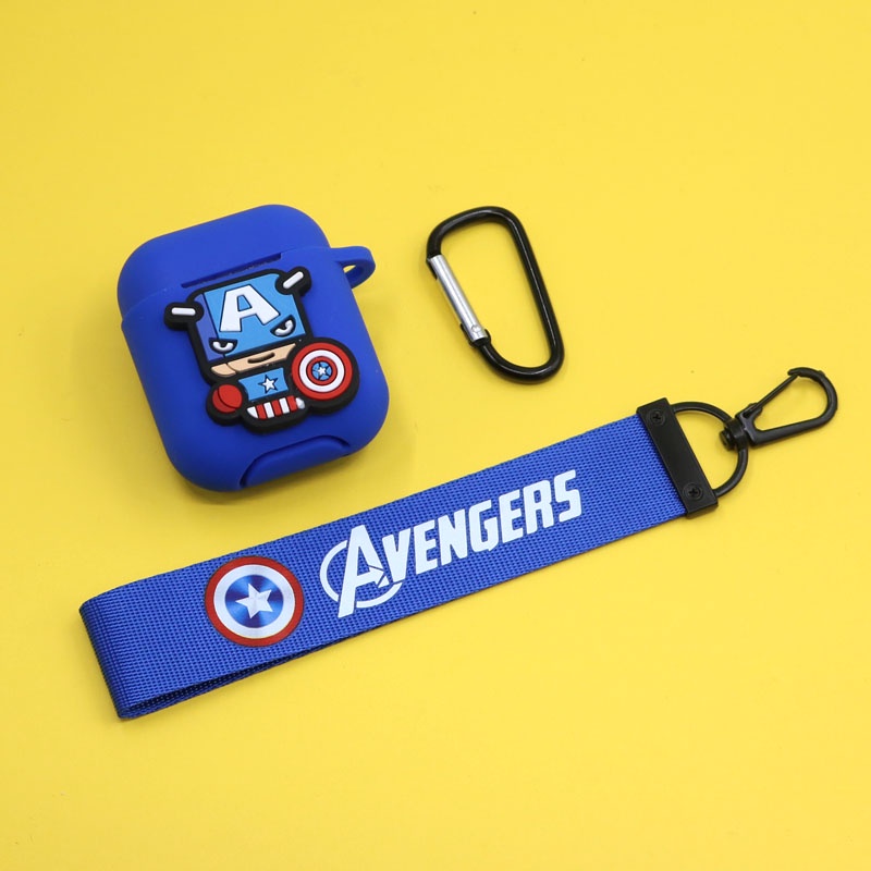 Casing Marvel Kompatibel Untuk Airpods1 2cover Pelindung Silikon Apple Wireless