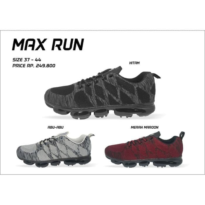 SEPATU Ardiles Men Max Run Sneakers Hitam COWOK PRIA HITAM MERAH ABU OLAHRAGA RUNNING KADO HADIAH