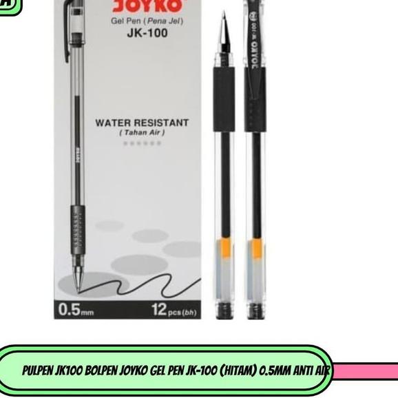 

JU7⋆ Pulpen JK100 Bolpen JOYKO Gel Pen JK-100 (Hitam) 0.5mm Anti Air Barang Bagus