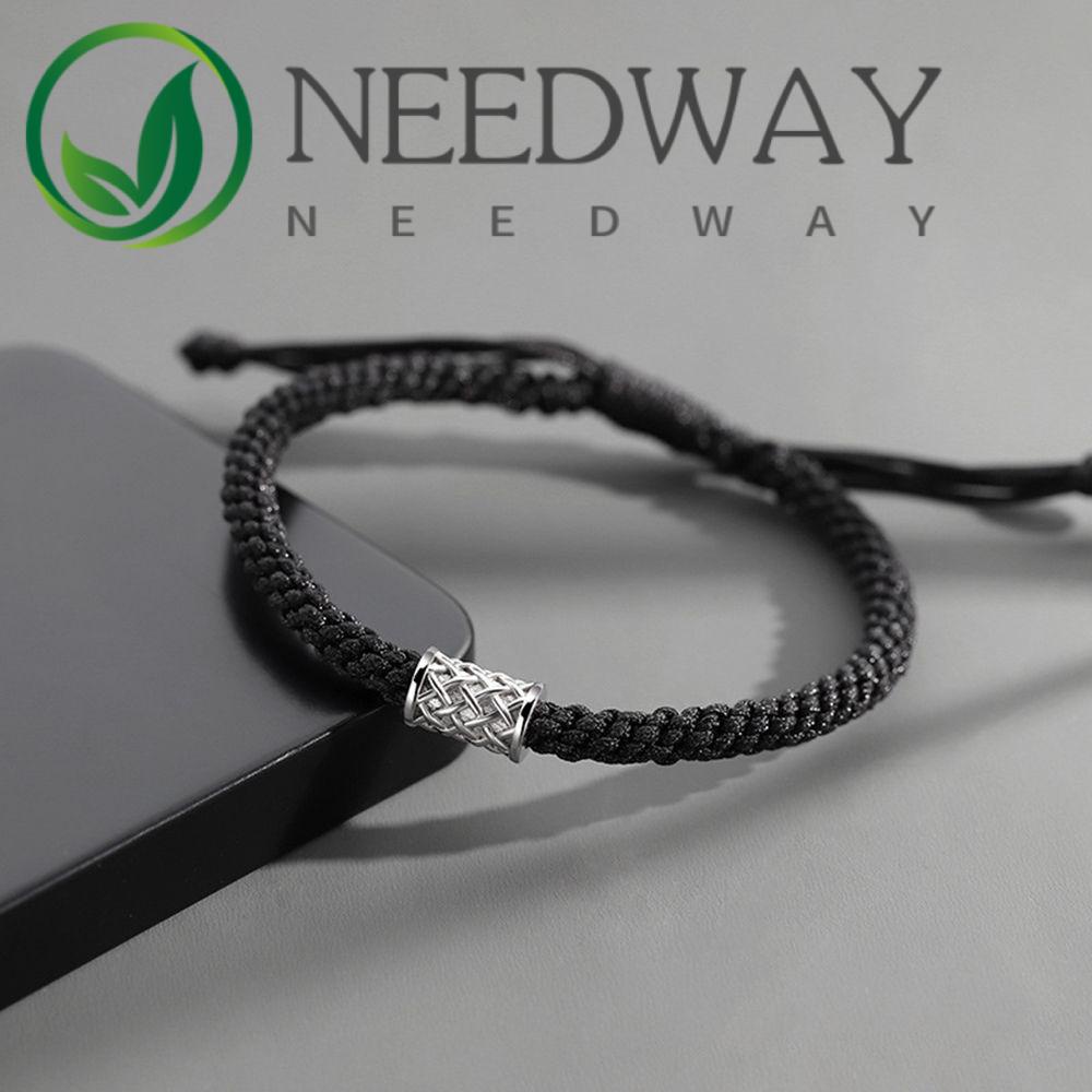 Needway  Gelang Tangan Tali Kepang Adjustable Gaya Punk Hip Hop Retro Untuk Pria / Wanita