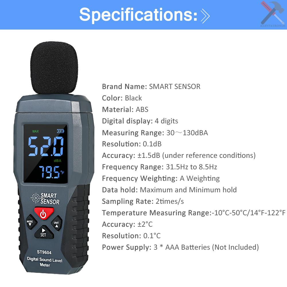 Smart Sensor Alat Pengukur Level Suara Digital Mini Dengan Layar Lcd 30-130dba St9604