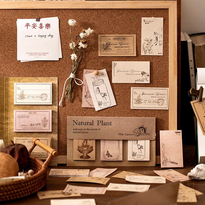 

60 pcs memo kraft paper vintage Natural Plant for ephemera diy diary scrabook jurnal paper