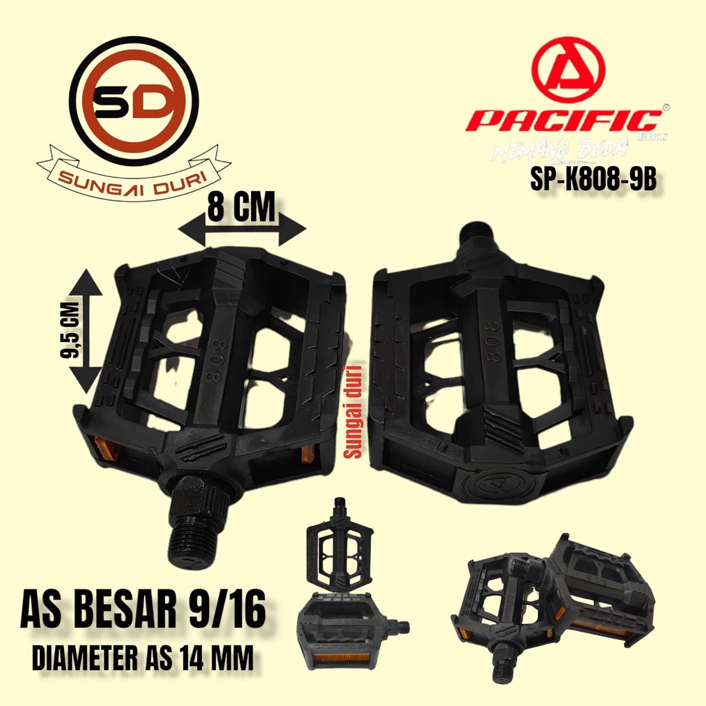 pedal sepeda as besar 9/16 pacific sp-k808-9b