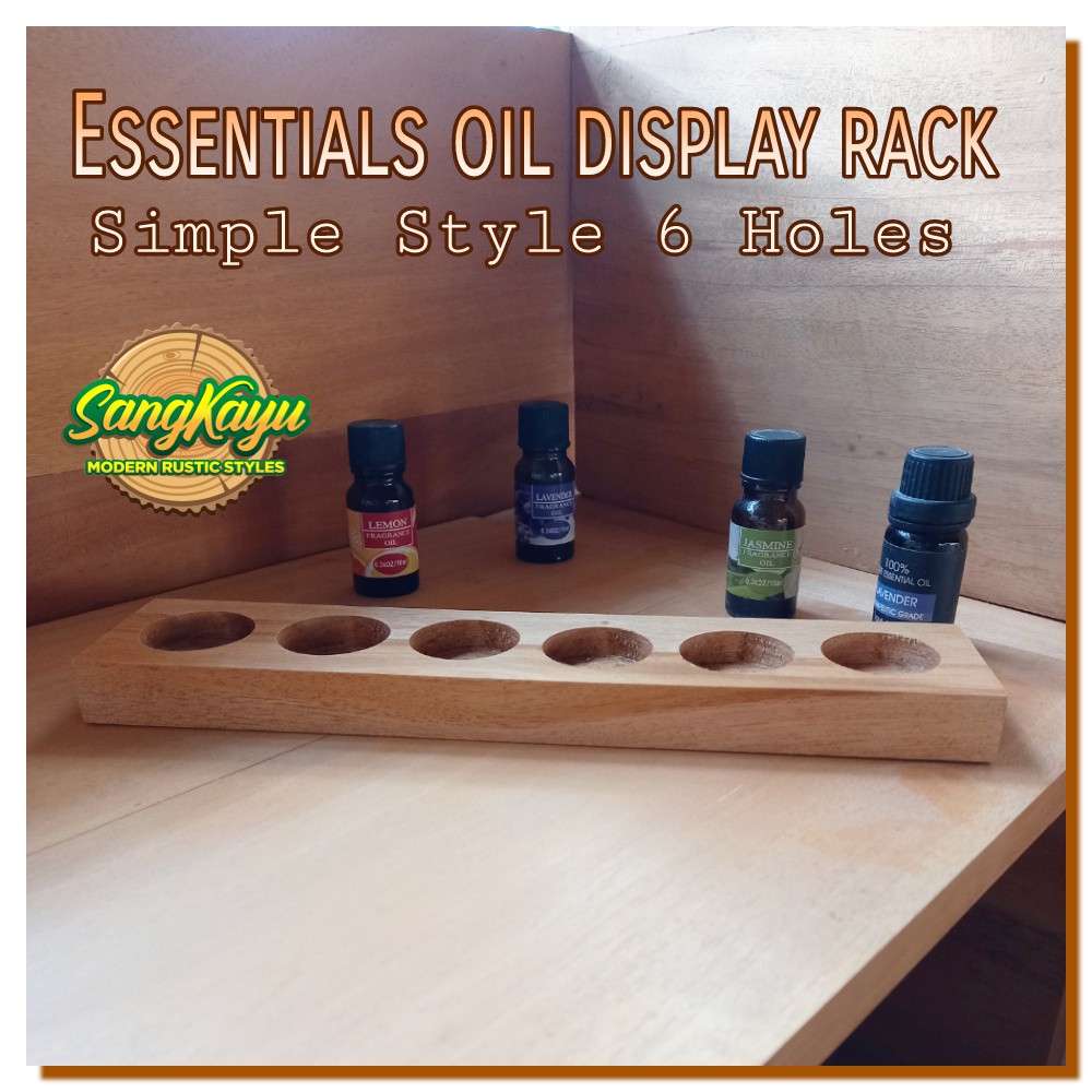 Minyak aroma terapi essential oil rack display 6 holes tempat oil