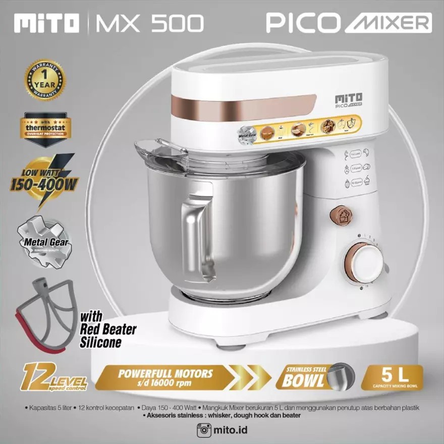 Mito Stand Mixer PICO MX 500 Pengaduk Adonan Kue 5 L Black / White