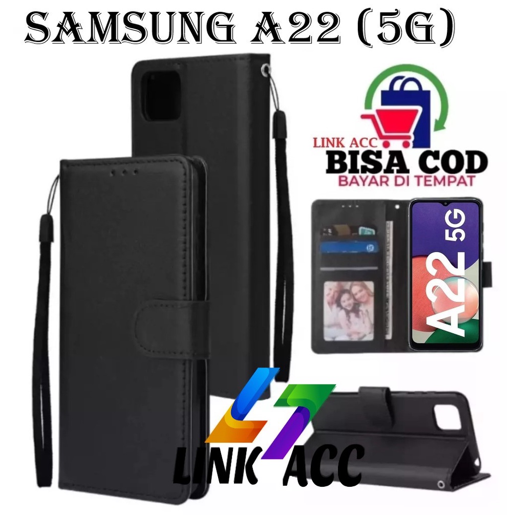 NEW CASE FLIP SAMSUNG A22 (5G) LEATHER CASE PREMIUM-FLIP WALLET CASE KULIT UNTUK SAMSUNG A22(5G)