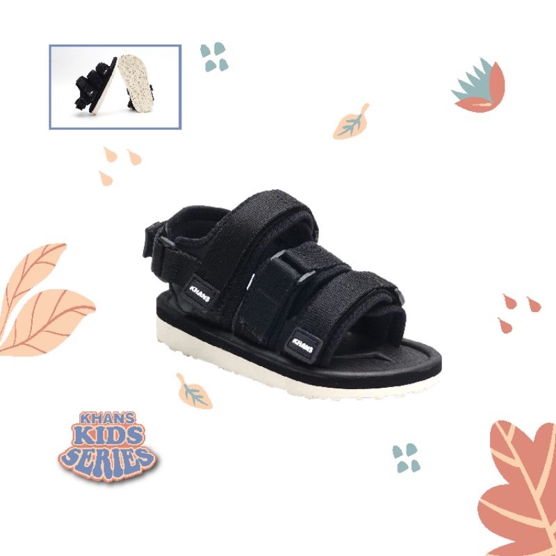 KHANS - Sandal Gunung Anak casual laki laki perempuan  - Rich White Black original